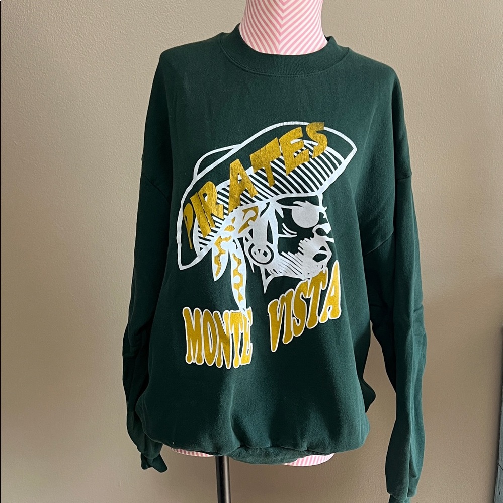 Jerzees Monte Vista Pirates Green Vintage Crewneck Sweater